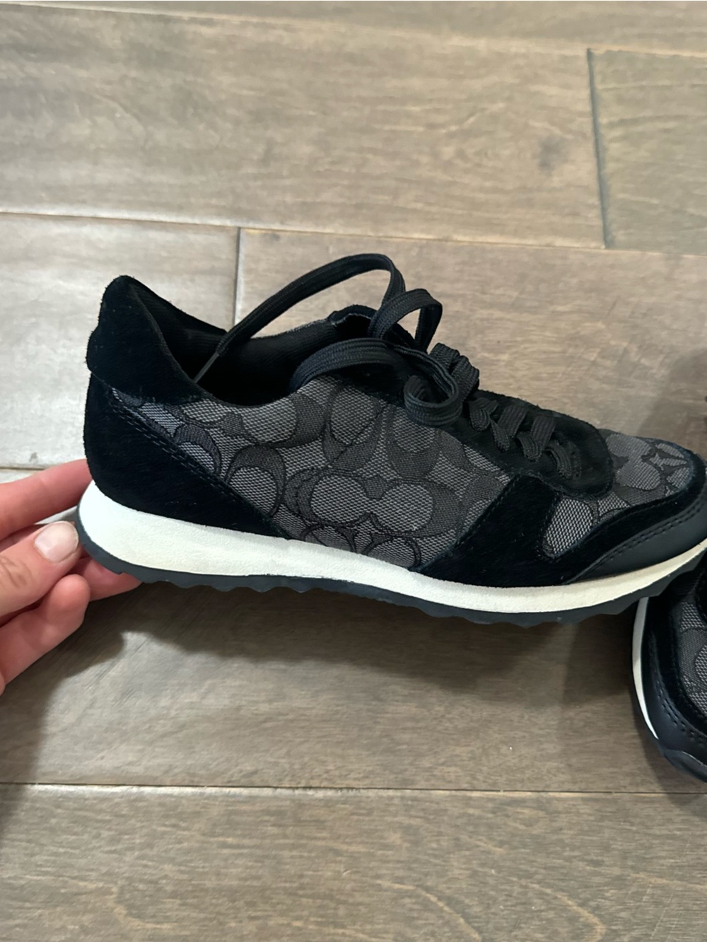 Coach Black & Gray Signature Logo Sneakers - Picture 6 of 8